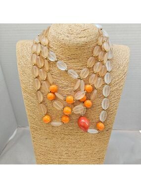 Vintage 4-strand Synthetic Orange/Peach Necklace